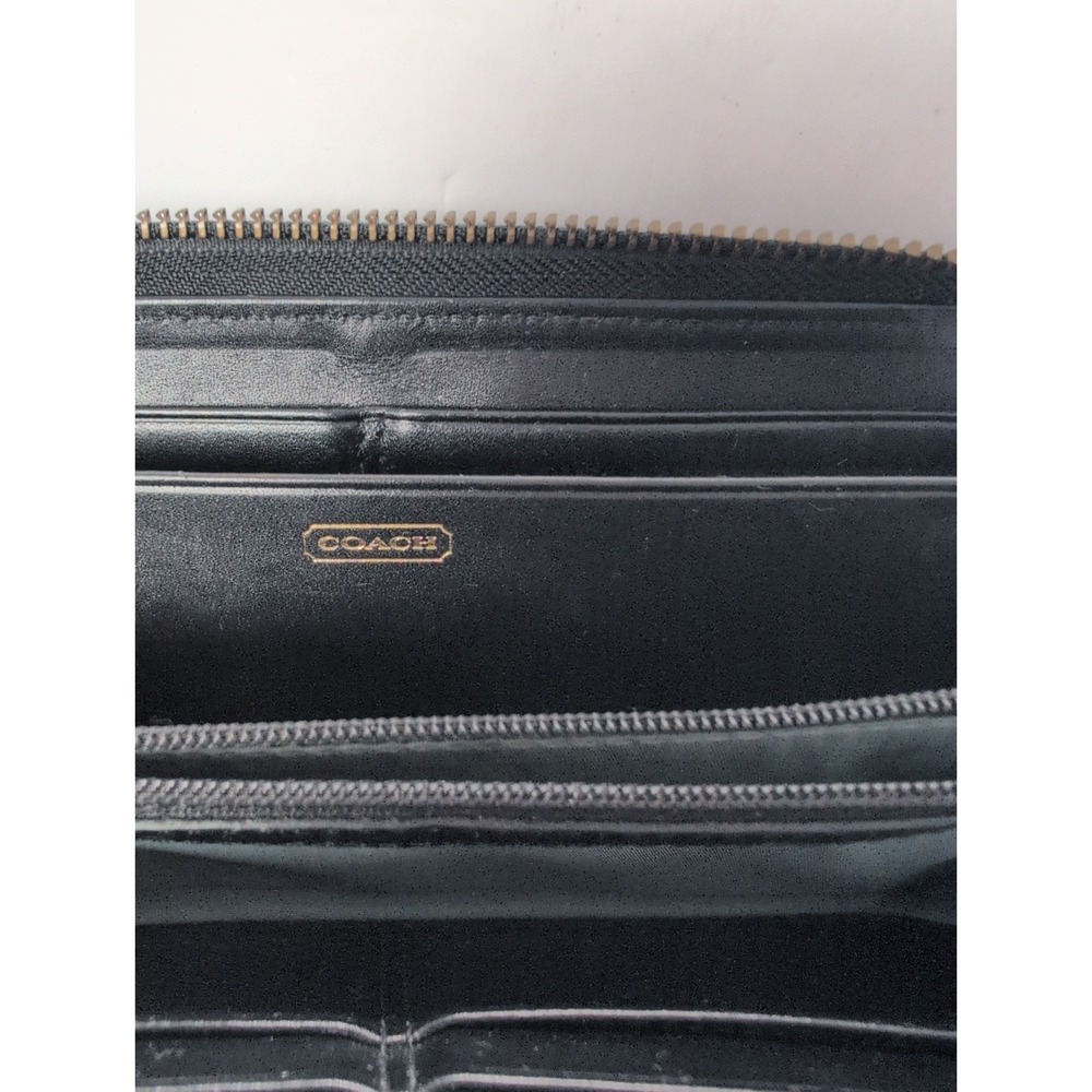 Vintage Coach Zip Around Wallet Black Pebbled Leather - Picture 4 of 9